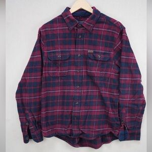 Orvis Burgundy and Navy Plaid Button Down Shirt
